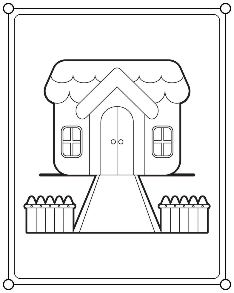 carino Casa adatto per figli di colorazione pagina illustrazione vettore