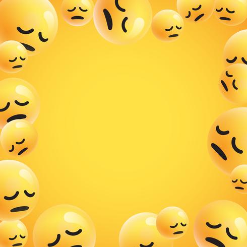 Gruppo di emoticon giallo dettagliato alto, illustrazione di vettore