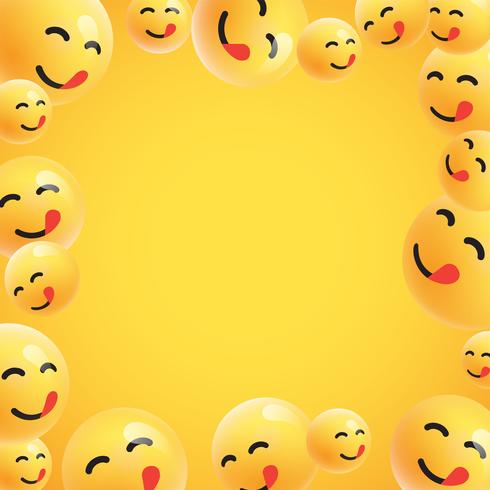 Gruppo di emoticon giallo dettagliato alto, illustrazione di vettore