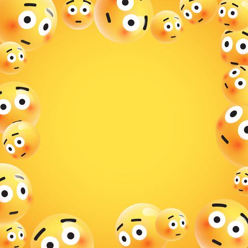 Gruppo di emoticon giallo dettagliato alto, illustrazione di vettore