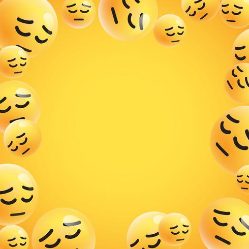 Gruppo di emoticon giallo dettagliato alto, illustrazione di vettore