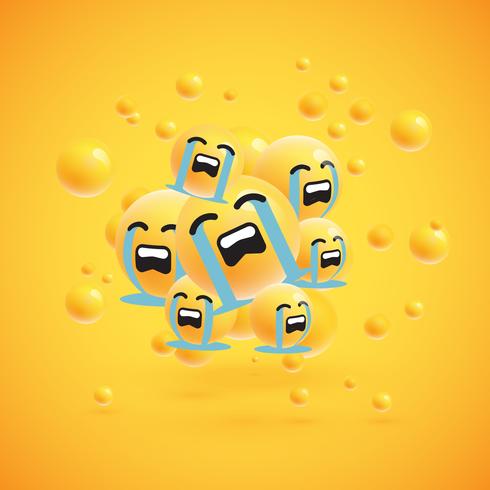 Gruppo di emoticon giallo dettagliato alto, illustrazione di vettore