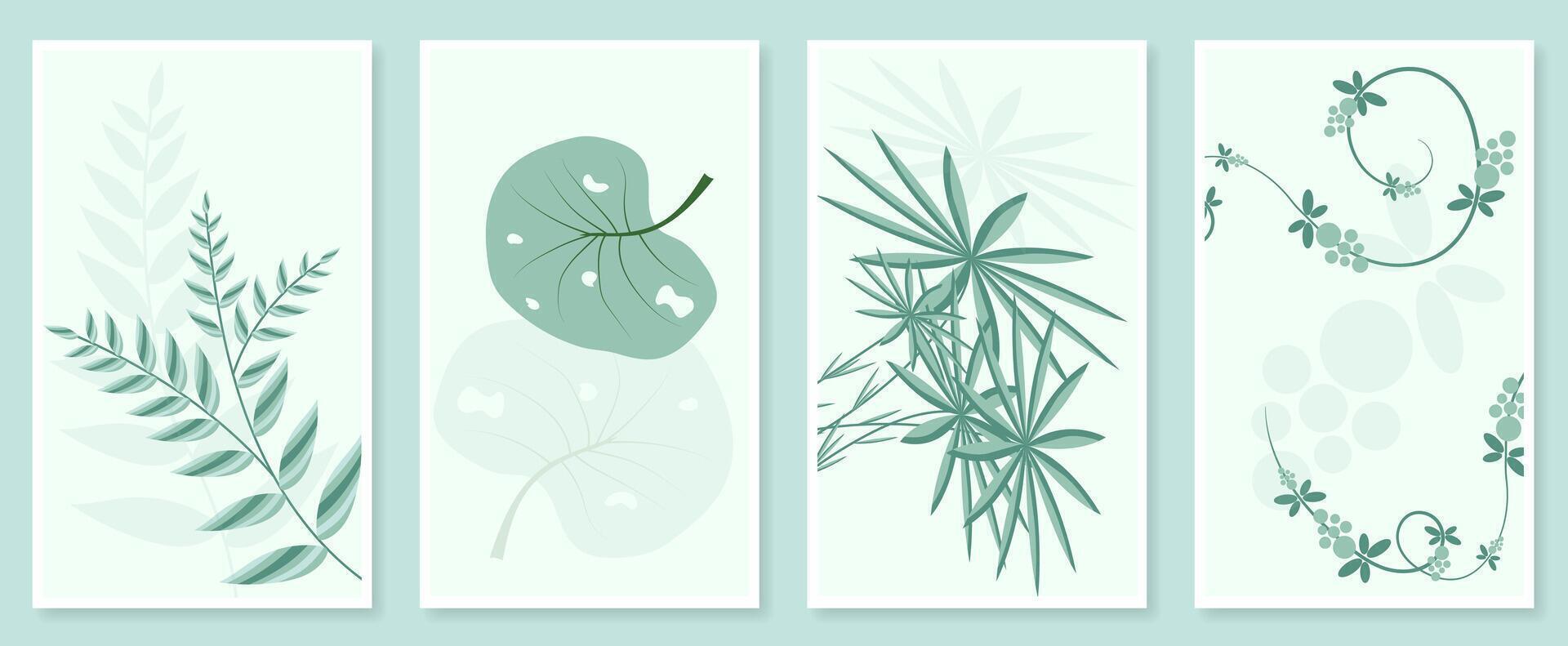 astratto botanico parete arte impostare. illustrazione nel scandinavo design vettore