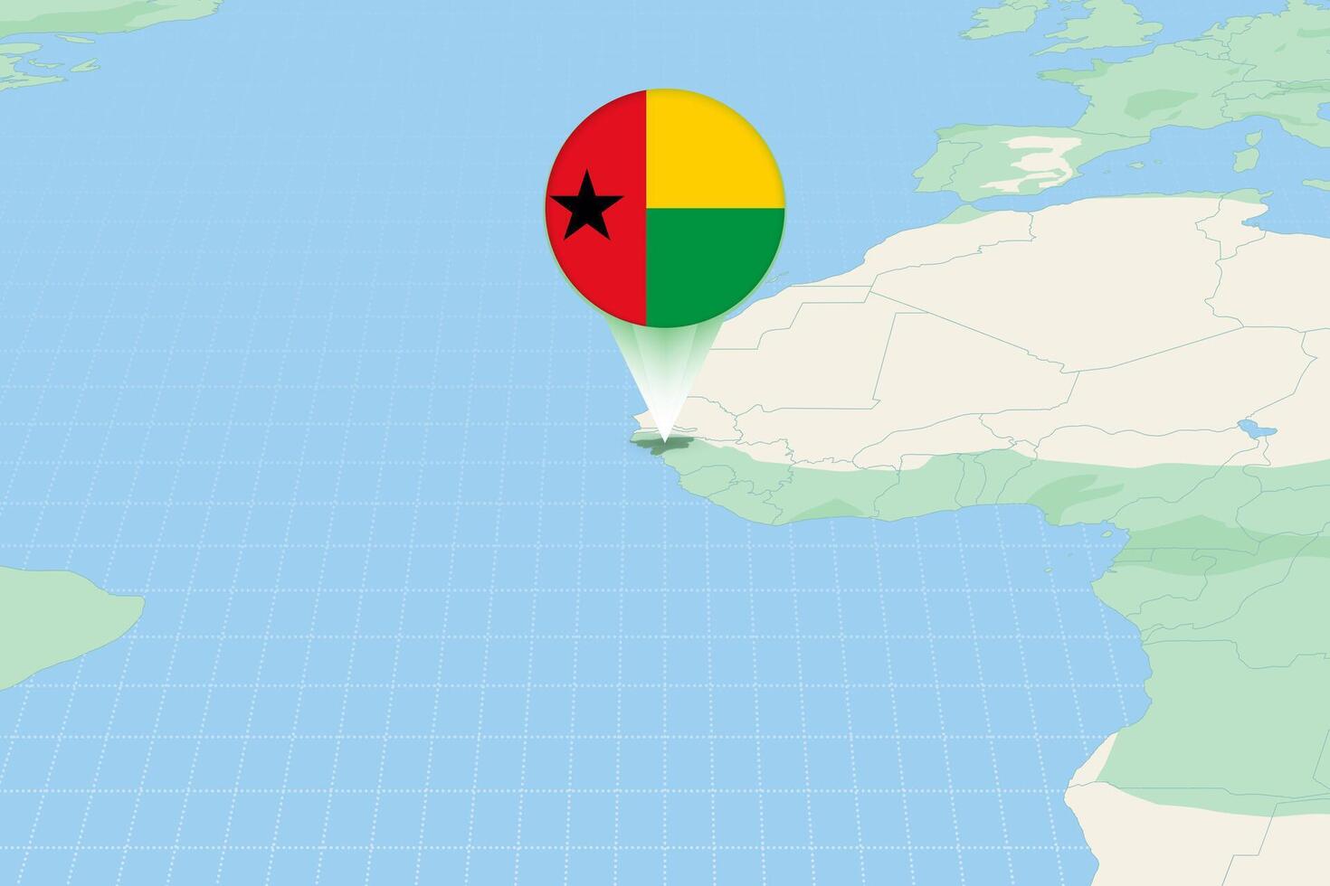 carta geografica illustrazione di guinea-bissau con il bandiera. cartografico illustrazione di guinea-bissau e vicino Paesi. vettore