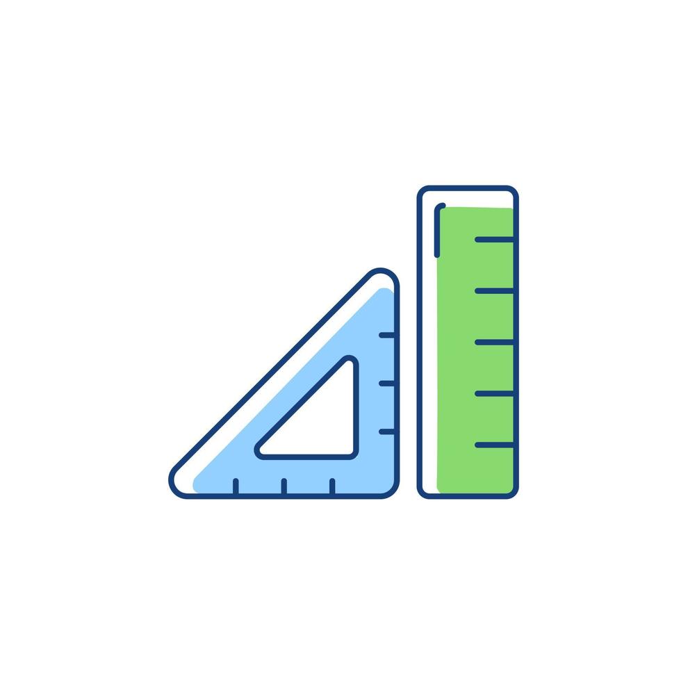 icona del colore del righello rgb. dispositivo per la classe di geometria. strumento per disegnare linee rette e misurare la lunghezza. righello triangolare. strumento matematico. illustrazione vettoriale isolato. semplice disegno a tratteggio pieno