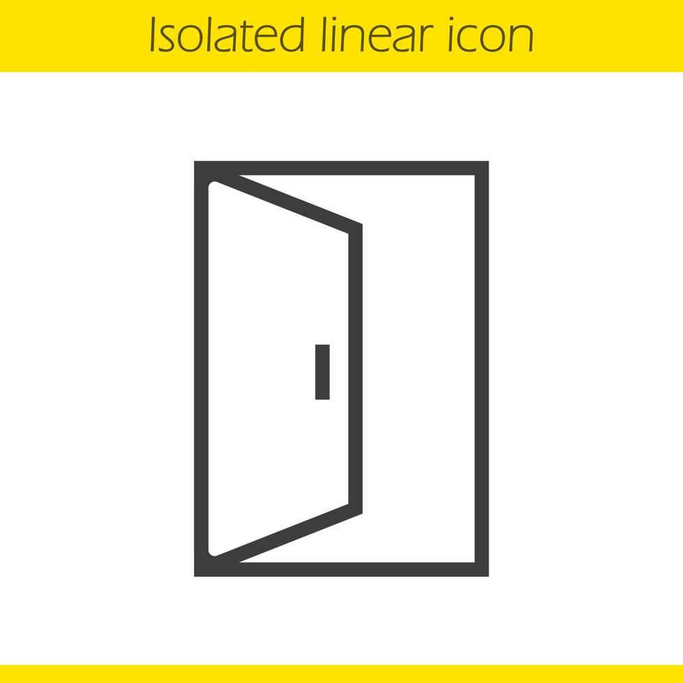 icona lineare porta aperta. illustrazione della linea sottile della porta. simbolo del contorno dell'uscita dell'edificio. disegno vettoriale isolato contorno