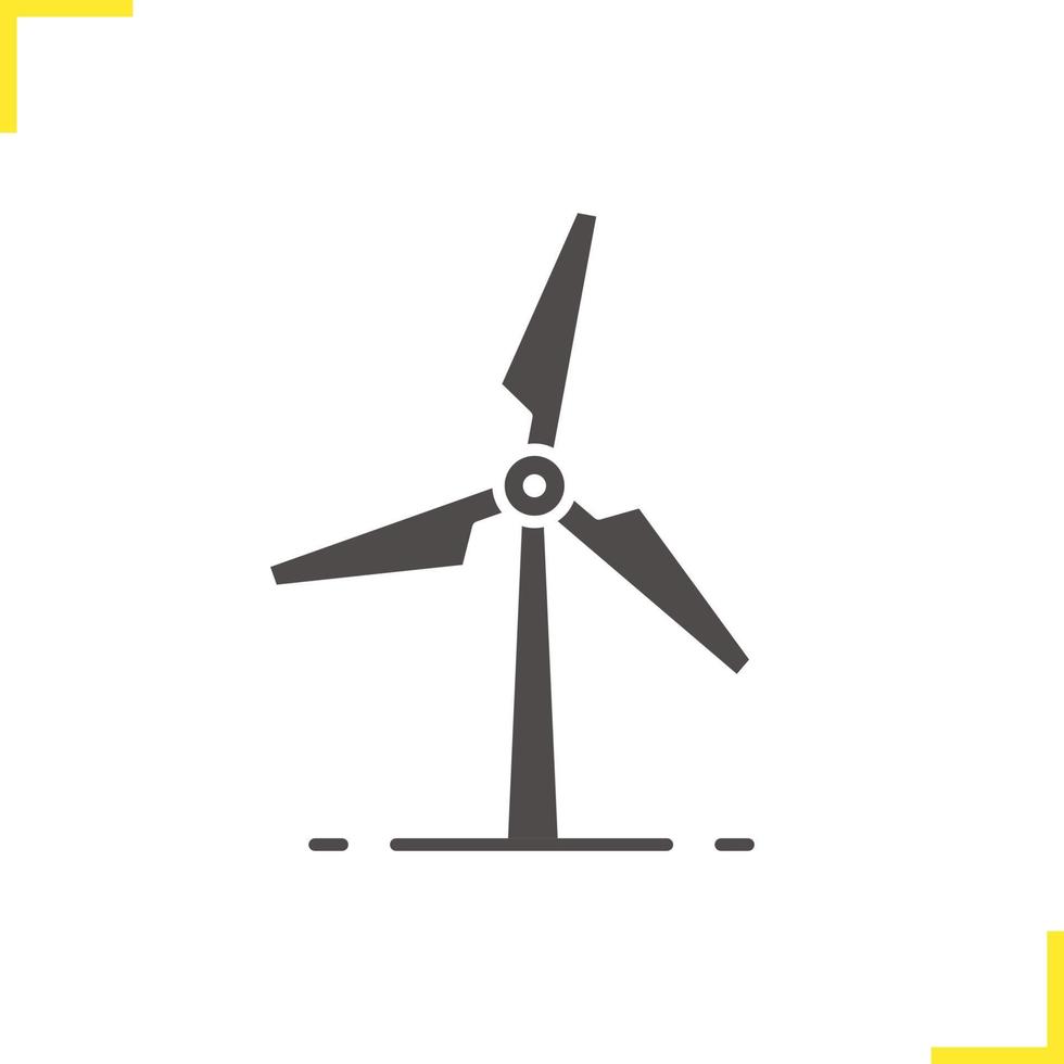 icona del mulino a vento. simbolo della siluetta dell'ombra di goccia. energia eolica. spazio negativo. illustrazione vettoriale isolato