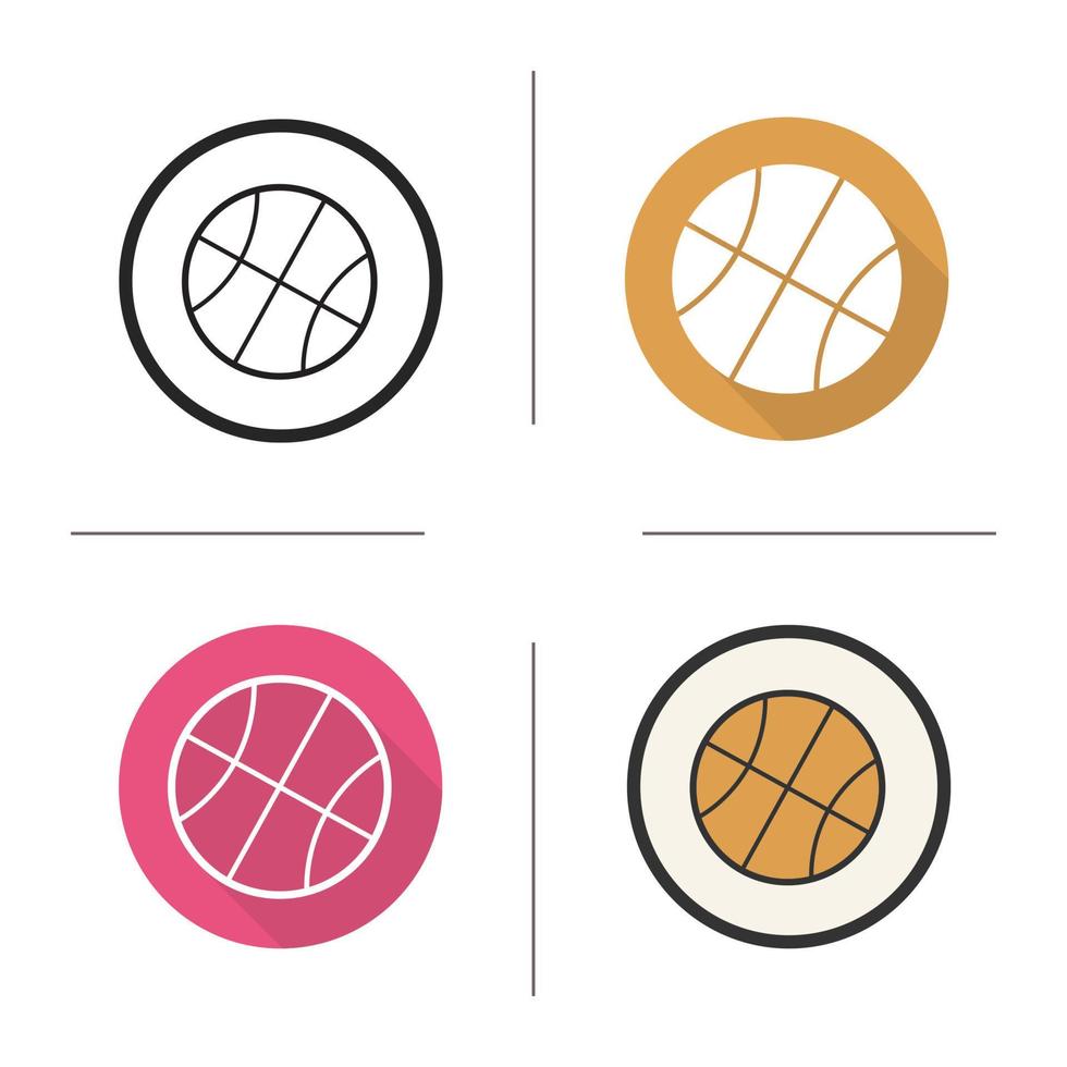 icona della palla da basket. design piatto, stili lineari e di colore. illustrazioni vettoriali isolate