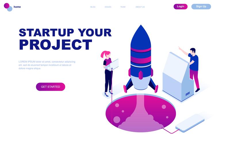 Concetto isometrico moderno design piatto di Startup Your Project vettore