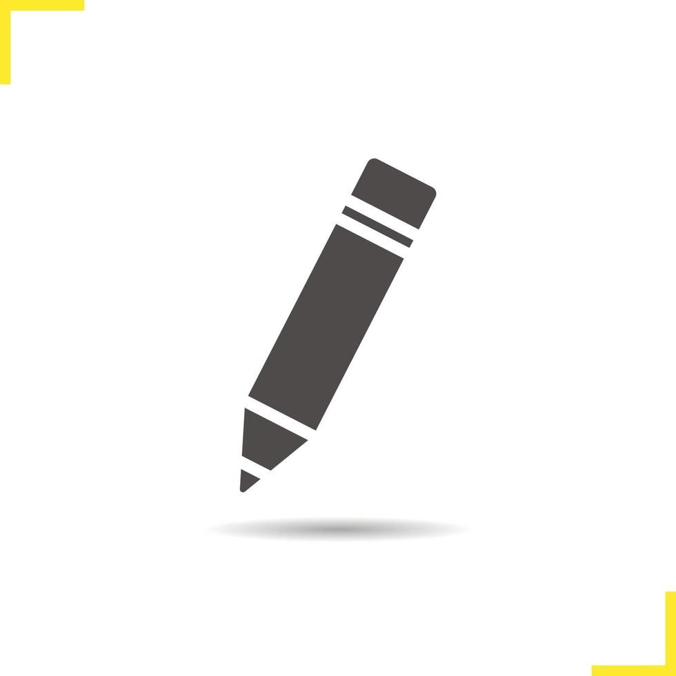 matita con icona di gomma. ombra modifica simbolo sagoma digitale. spazio negativo. illustrazione vettoriale isolato