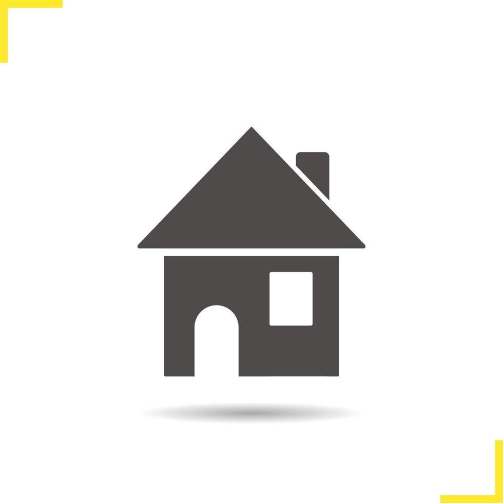 icona della casa. simbolo della siluetta domestica dell'ombra di goccia. costruzione di una casetta. spazio negativo. illustrazione vettoriale isolato