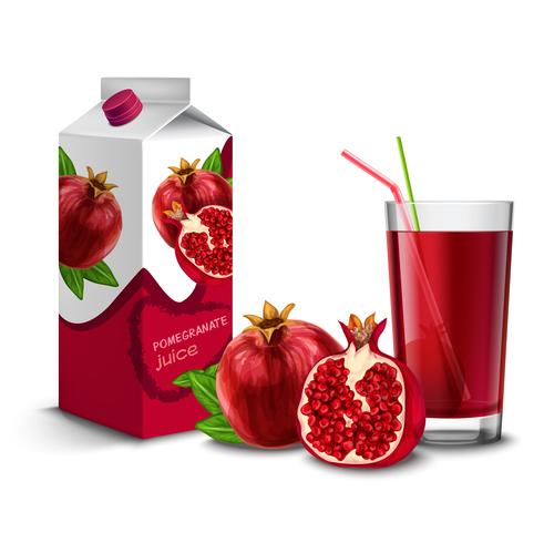 Set di succo di melograno vettore