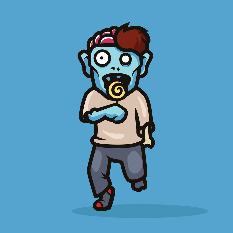 disegno dell'illustrazione della mascotte degli zombi vettore
