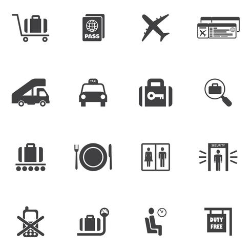 Set di icone di aeroporto vettore