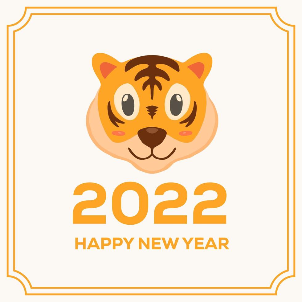 2022 anni di tigre con illustrazione vettoriale di design carino tigre. capodanno cinese, felice anno nuovo 2022