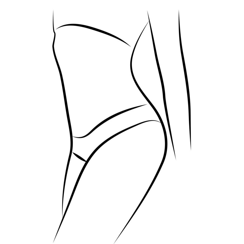 figura femminile minimalista astratta in biancheria intima. illustrazione di moda vettoriale del corpo di una donna in stile lineare moderno. arte elegante per poster, tatuaggi, loghi di negozi di biancheria intima.