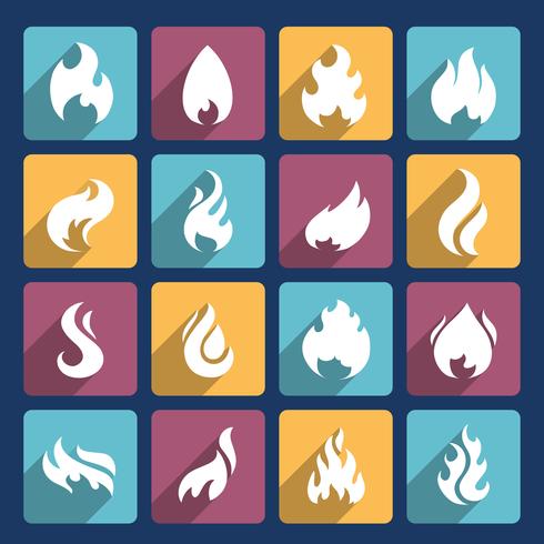 Set di icone di fuoco vettore