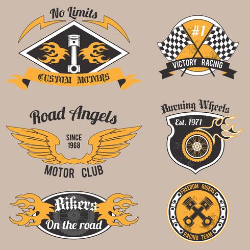 Distintivi di design per moto vettore