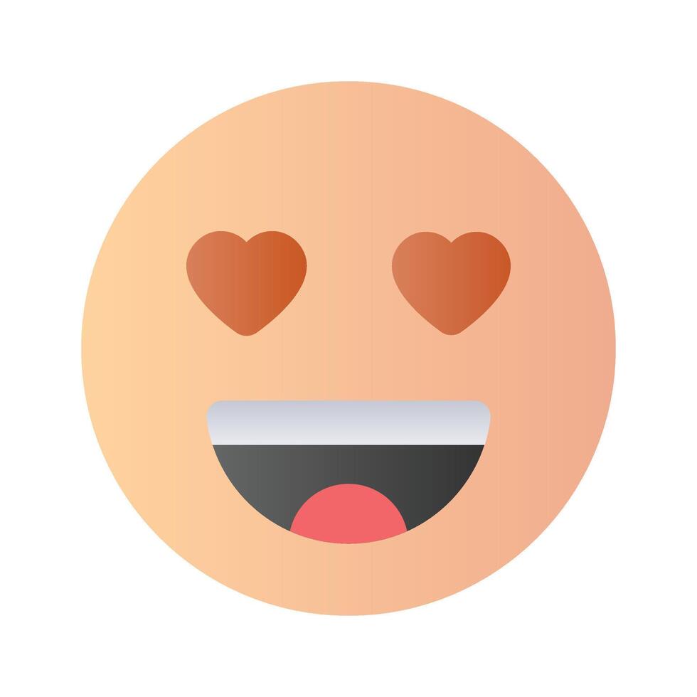 contento viso con cuore simboli su occhi, concetto icona di nel amore emoji vettore