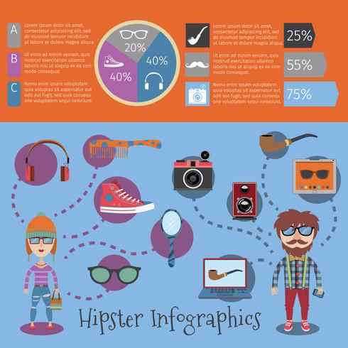 Set infografica hipster vettore