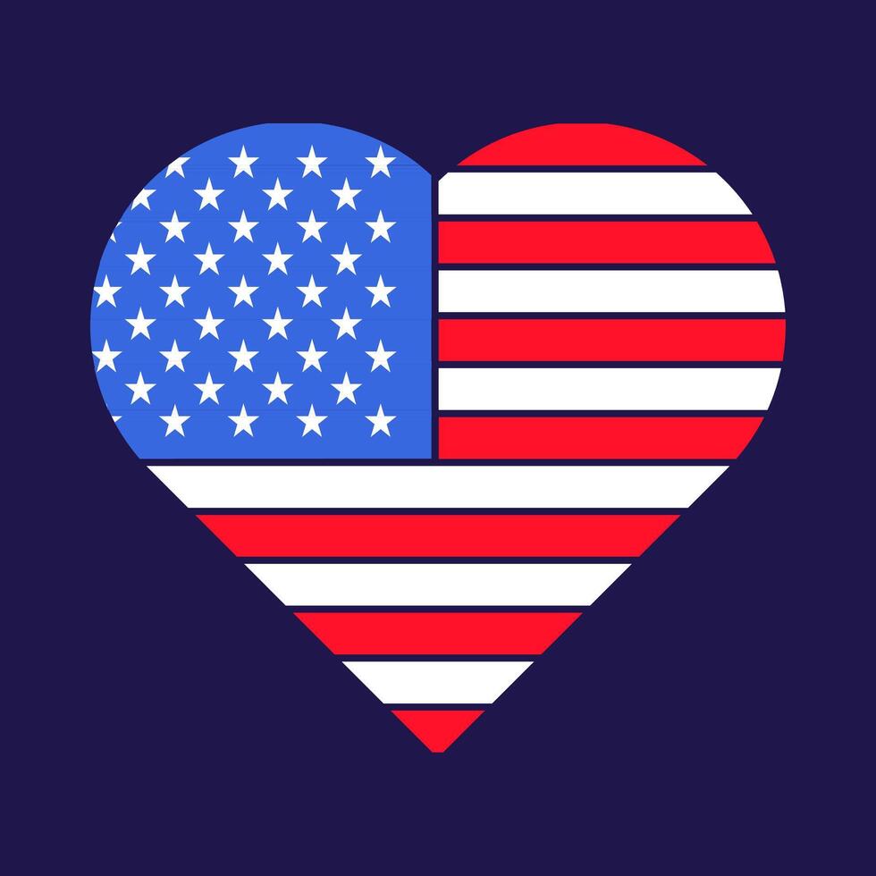 Stati Uniti d'America bandiera festivo patriota cuore vettore