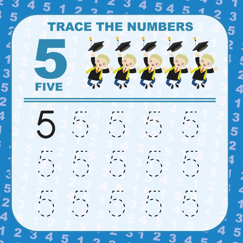 tracciato il numeri. tracciato attività per bambini. apprendimento di numero. vettore