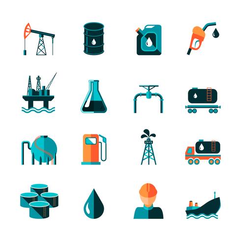 Icone dell&#39;industria petrolifera vettore