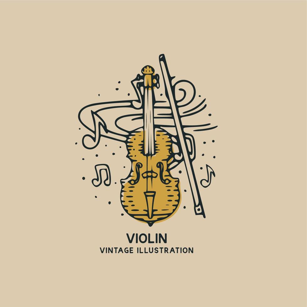 illustrazione vettoriale vintage di strumento musicale violino classico