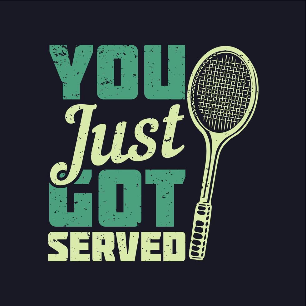 design della maglietta se volevi un servizio morbido avresti dovuto andare per il gelato con la racchetta da tennis e l'illustrazione vintage di sfondo blu scuro vettore