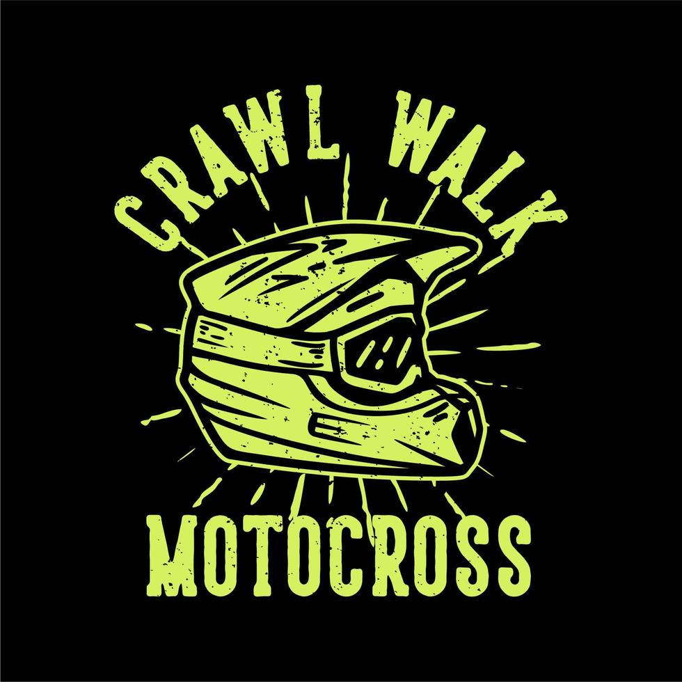 t-shirt design slogan tipografia gattonare a piedi motocross con casco da motocross illustrazione vintage vettore