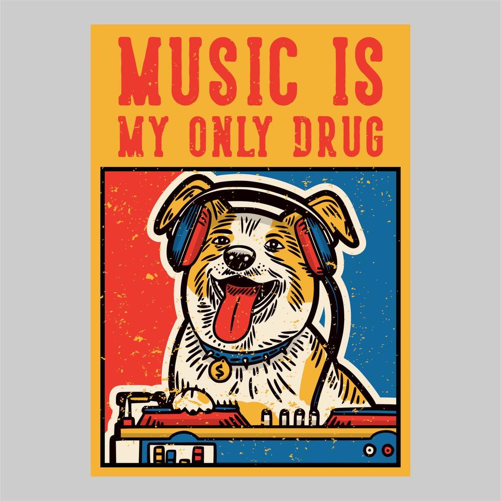 poster design all'aperto la musica è la mia unica illustrazione vintage di droga vettore