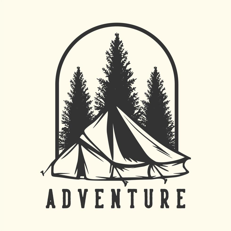 logo design avventura con illustrazione vintage tenda da campeggio vettore