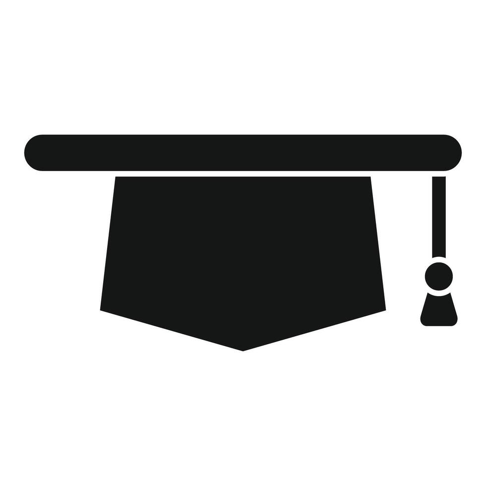 nero silhouette di un' la laurea berretto con nappa, iconico simbolo di realizzazione vettore