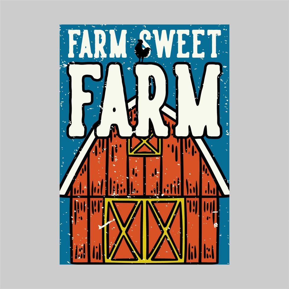 design di poster per esterni fattoria dolce fattoria vintage illustrazione vettore
