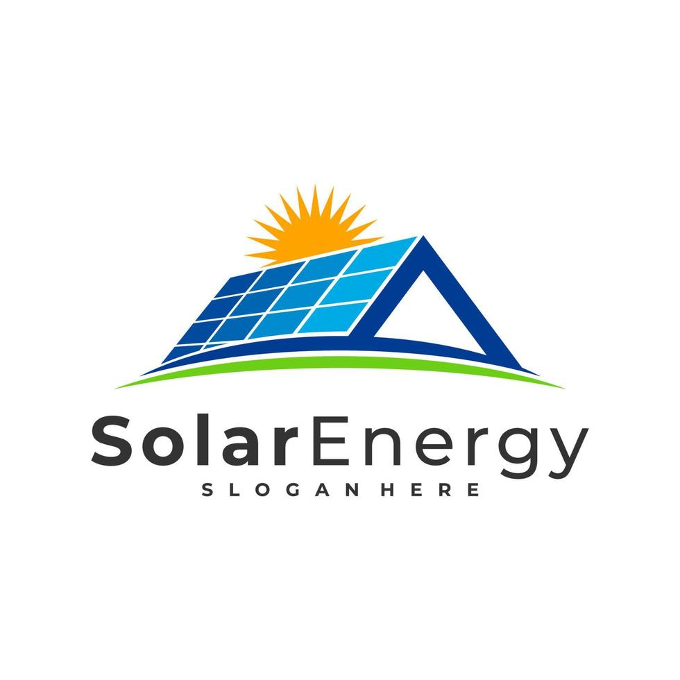 modello di vettore del logo della casa solare, concetti di design del logo dell'energia solare creativa