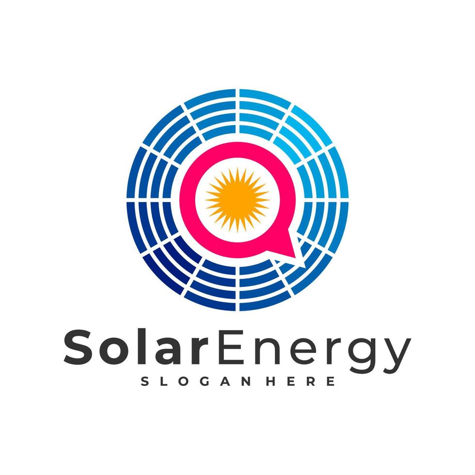 modello di vettore del logo della chat solare, concetti di design del logo dell'energia solare creativa