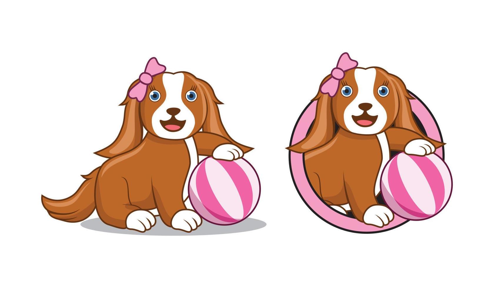 illustrazione di design del personaggio dei cartoni animati di cane carino vettore