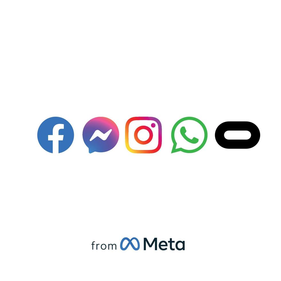 metaverse tutte le app icone loghi, facebook, instagram messenger, portale, portale facebook, oculus, app facebook, meta app, da meta, da facebook, applicazioni, vettore
