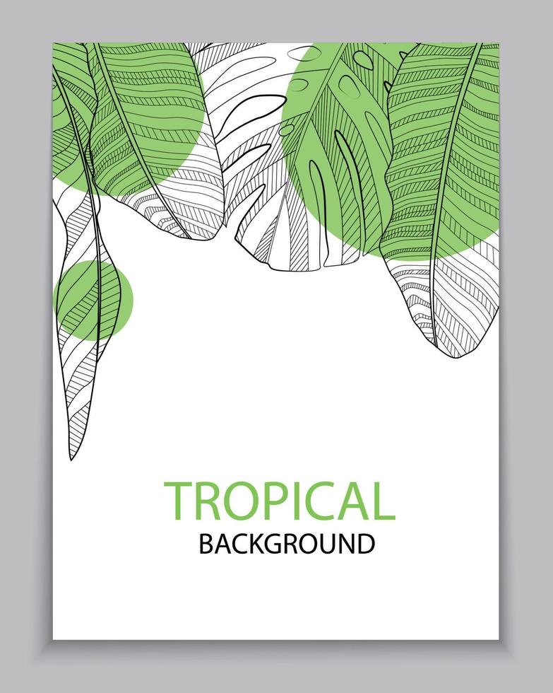 astratto tropicale banana e foglie di palma monstera sfondo tropicale. illustrazione vettoriale