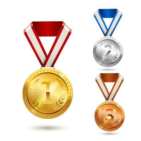 Set di medaglie premio vettore