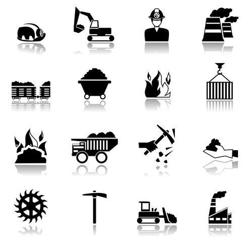 Icone dell&#39;industria del carbone vettore