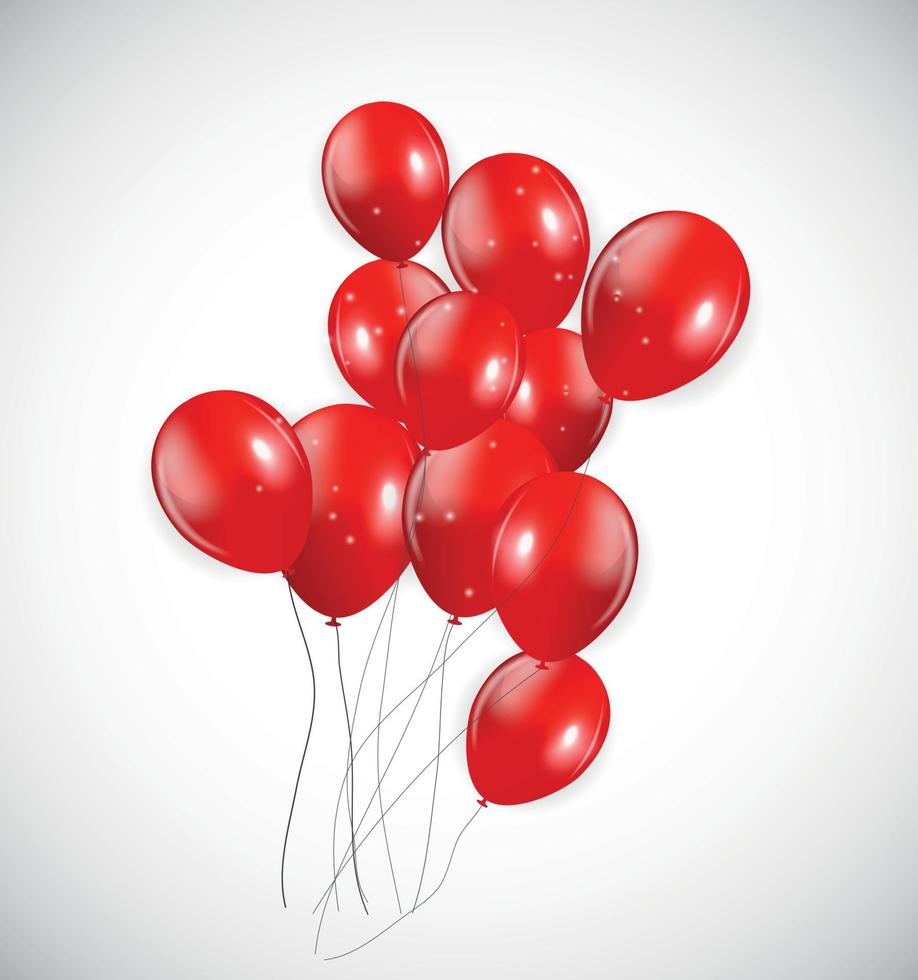 set di palloncini rossi, illustrazione vettoriale