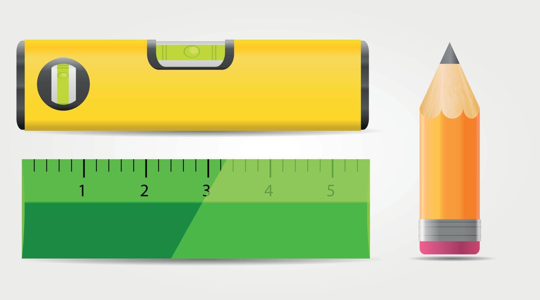 illustrazione vettoriale icona matita, livello e righello