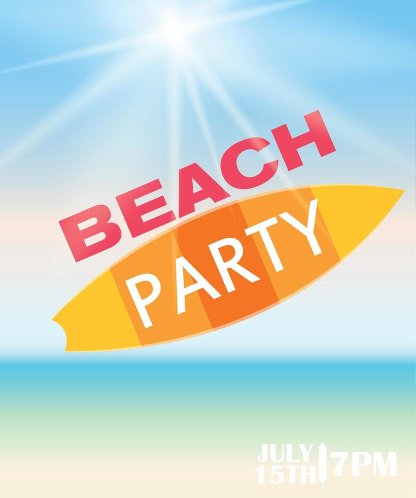 illustrazione vettoriale del manifesto della festa estiva in spiaggia