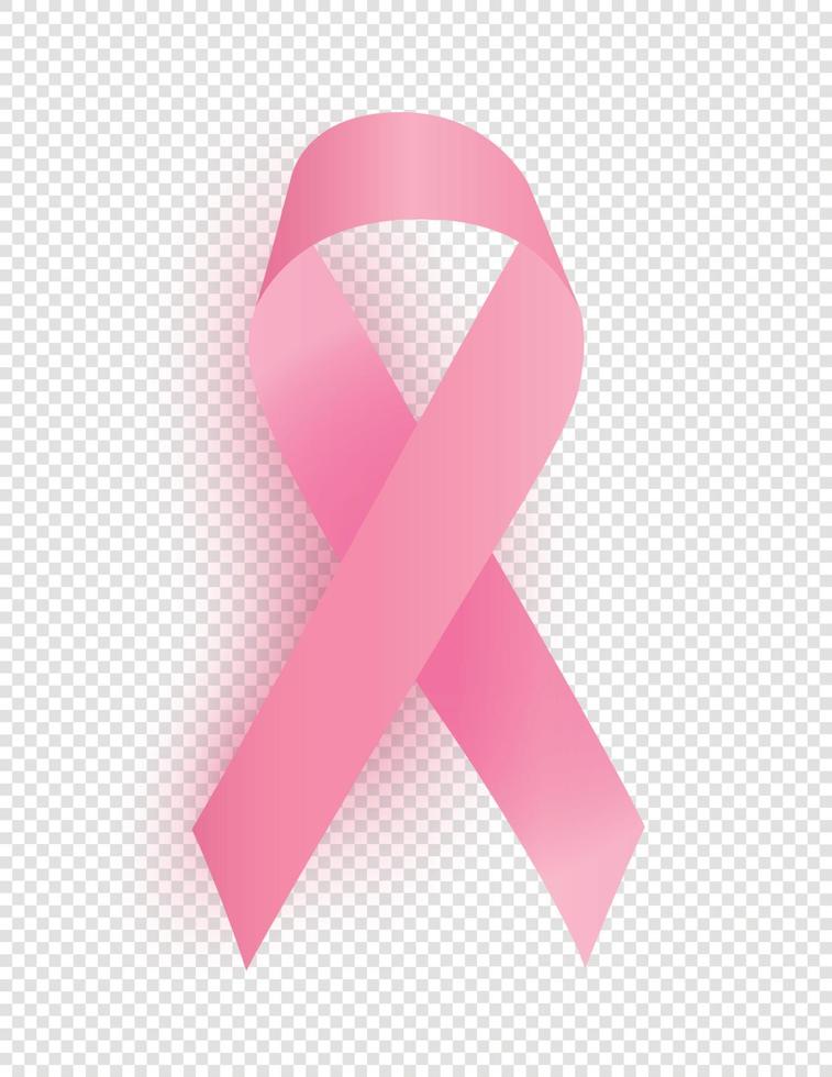 ottobre cancro al seno consapevolezza mese concetto segno nastro rosa su sfondo trasparente. illustrazione vettoriale