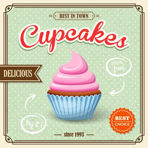 Poster retrò Cupcake vettore