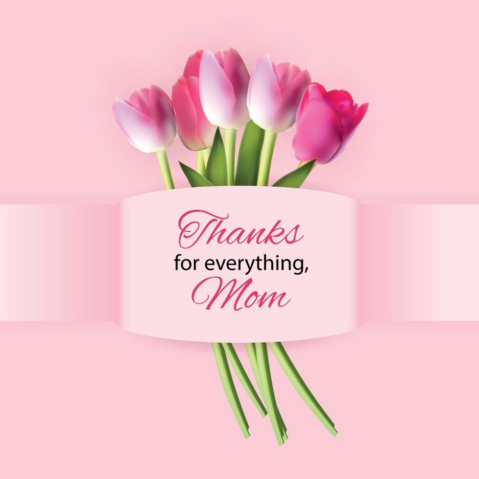 grazie di tutto, mamma. felice festa della mamma sfondo carino con fiori. illustrazione vettoriale