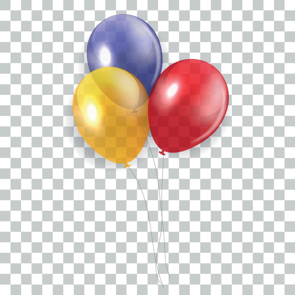 concetto di buon compleanno lucido con palloncini isolati su sfondo trasparente. illustrazione vettoriale