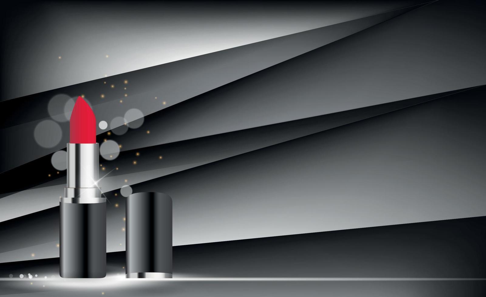 modello di rossetto di prodotti cosmetici di design per annunci o sfondo di riviste. Illustrazione vettoriale realistica 3D