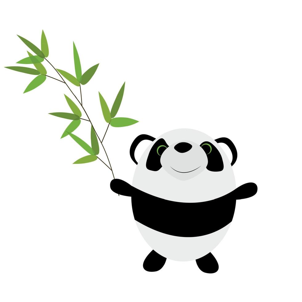 simpatico panda con foglie di bambù vettore